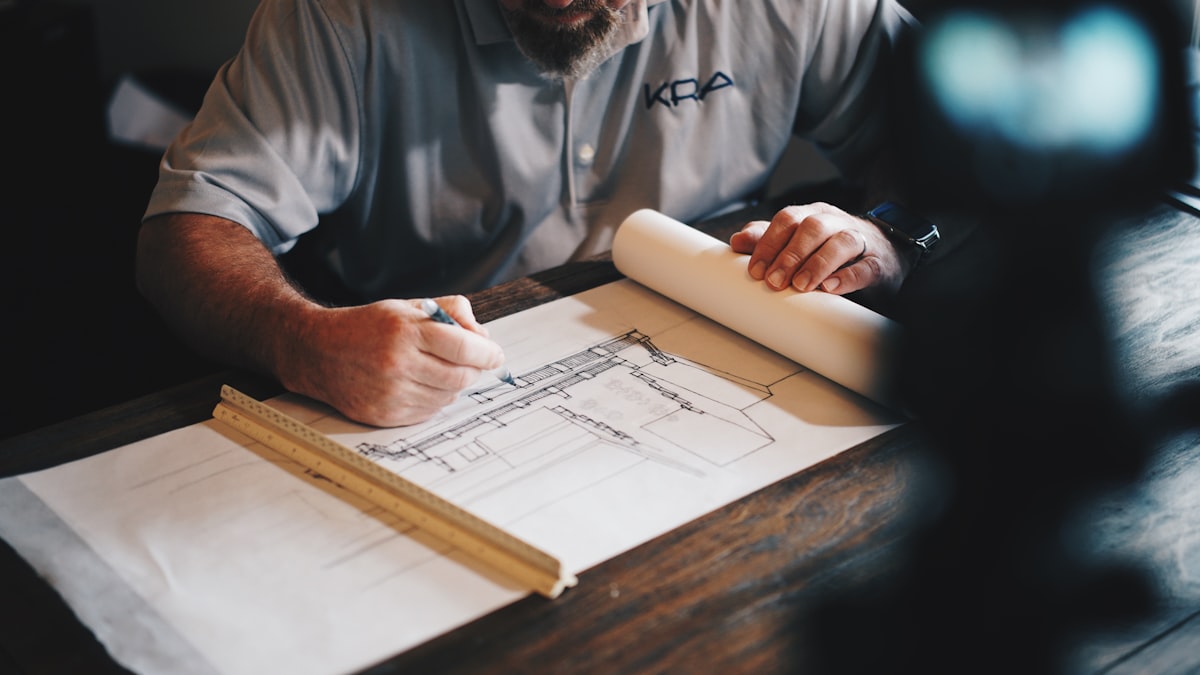 Architecture plans and blueprints for a building project